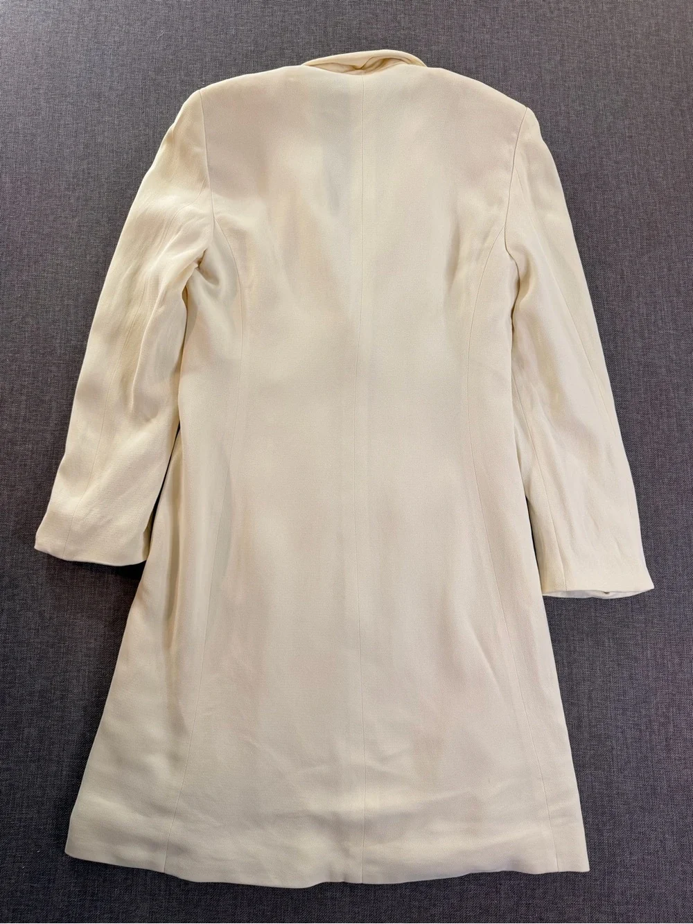 Emporio Armani Vintage Cream Single-Button Trench Coat Small Made In Italy